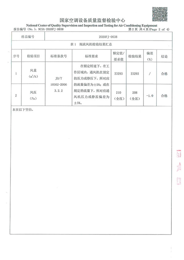 混流风机检验报告-3